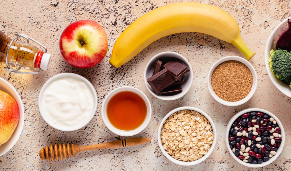 Products for healthy bowel. Natural food for gut.