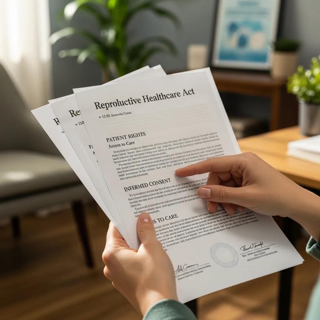 Close-up of hands holding legal documents on reproductive rights, symbolizing the importance of legal protections