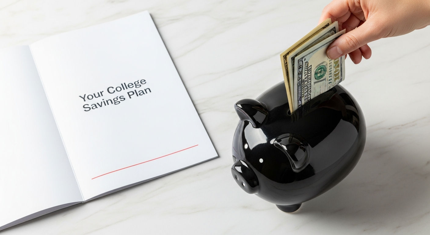 Family reviewing financial documents and discussing college savings strategies